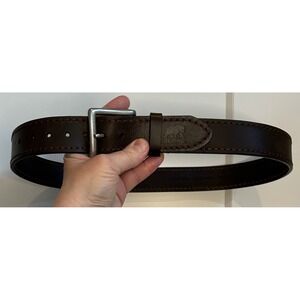 Berne Mens Brown Genuine Leather Work Belt Size 32‎ 7524500 Rugged Silver Buckle
